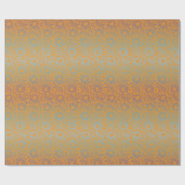 Papel De Presente Ornamento Floral Único Medieval Laranja Multicolor