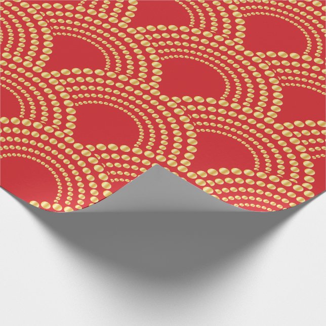 Papel De Presente Ornamento Tradicional Vermelho e Dourado Chinês (Ponta)