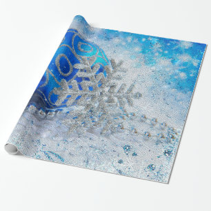 Papel De Presente ornamentos azuis prateados