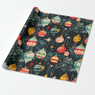 Papel De Presente Ornamentos de Árvore de Natal Retroativos