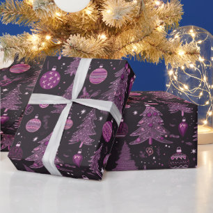 Papel De Presente Ornamentos de Árvores de Natal Natal Natal Negro N