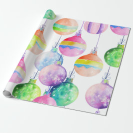 Papel De Presente Ornamentos de Bolas Multicolores de Natal