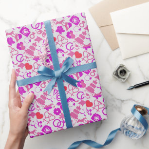 Papel De Presente Ornamentos de Casamento Rosa 03