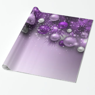 Papel De Presente Ornamentos de Natal - Púrpura