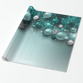 Papel De Presente Ornamentos de Natal - Teal