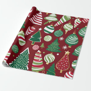 Papel De Presente ornamentos doces de árvores de natal que embrulham