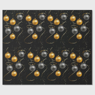 Papel De Presente Ornamentos Dourados Feriado de Natal Feliz