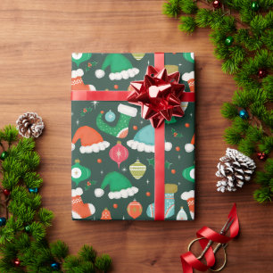 Papel De Presente Ornamentos e estoques de Natal Verdes