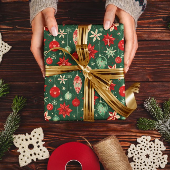 Papel De Presente Ornamentos Festivos Padrão Sem Costura (Criador carregado)