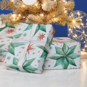 Papel De Presente Ornamentos nas Estrelas de Natal Moderno Natal