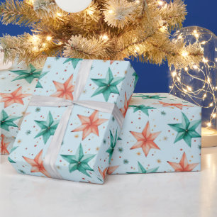 Papel De Presente Ornamentos nas Estrelas de Natal Moderno Natal