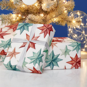 Papel De Presente Ornamentos nas Estrelas de Natal Moderno Natal
