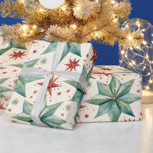 Papel De Presente Ornamentos nas Estrelas de Natal Moderno Natal