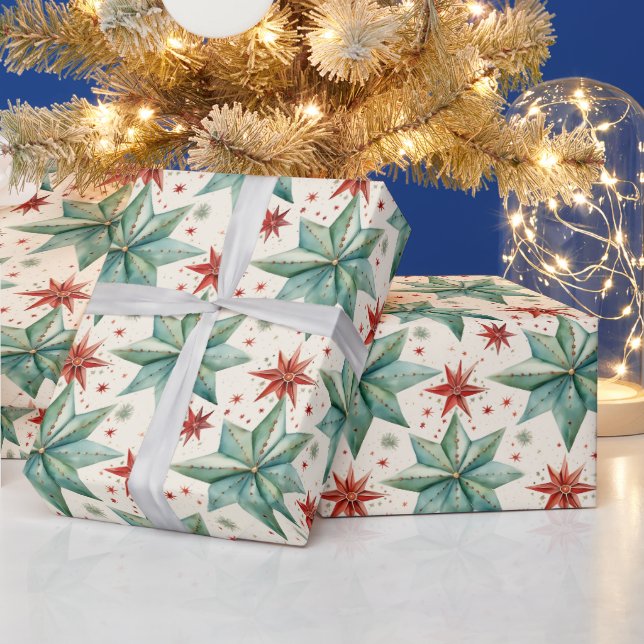 Papel De Presente Ornamentos nas Estrelas de Natal Moderno Natal (Feriados)