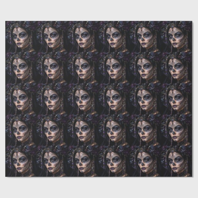 Papel De Presente Orquídea Âmbar Calavera – Caveira de Açúcar Gótica (Aberto)