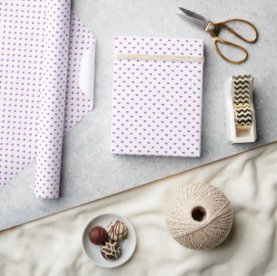 Papel De Presente Orquídea Corações Micro Roxo - Branco