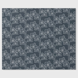 Papel De Presente Orquídea Linear | Carvão Floral Elegante
