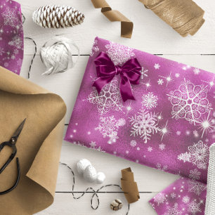 Papel De Presente Orquídea Rosa Prettiest Snowflakes ID846