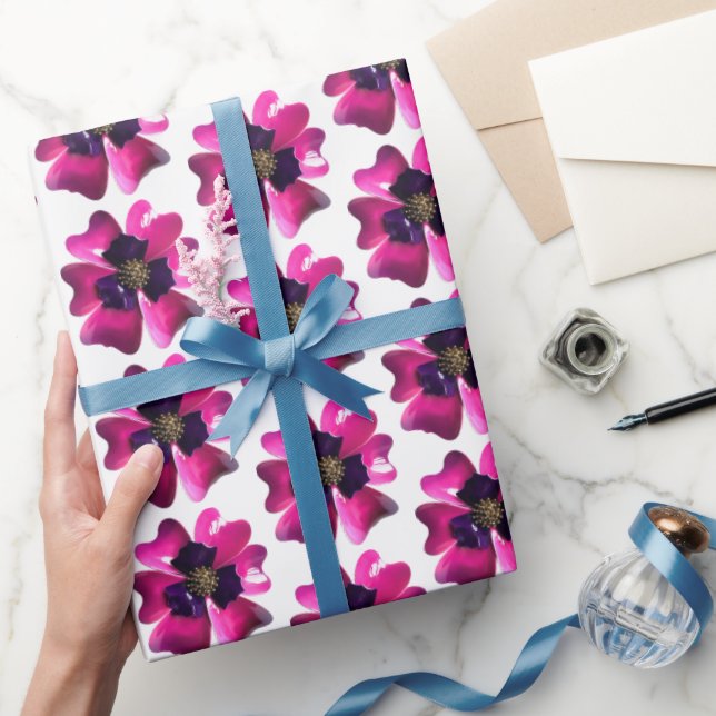 Papel De Presente Orquídea Roxa Tropical MOD Flor de Verão Casamento (Presentear)