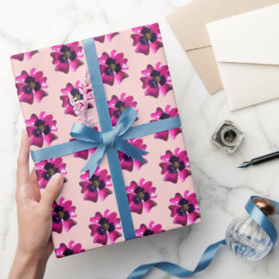 Papel De Presente Orquídea Roxa Tropical MOD Flor Verão Aniversário