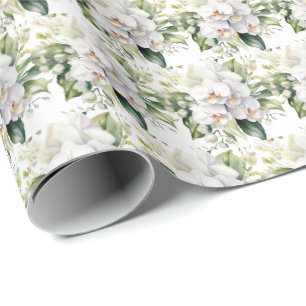 Papel De Presente Orquídeas brancas