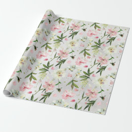 Papel De Presente Orquídeas Brancas, Pedais Rosa e Jardim Floral