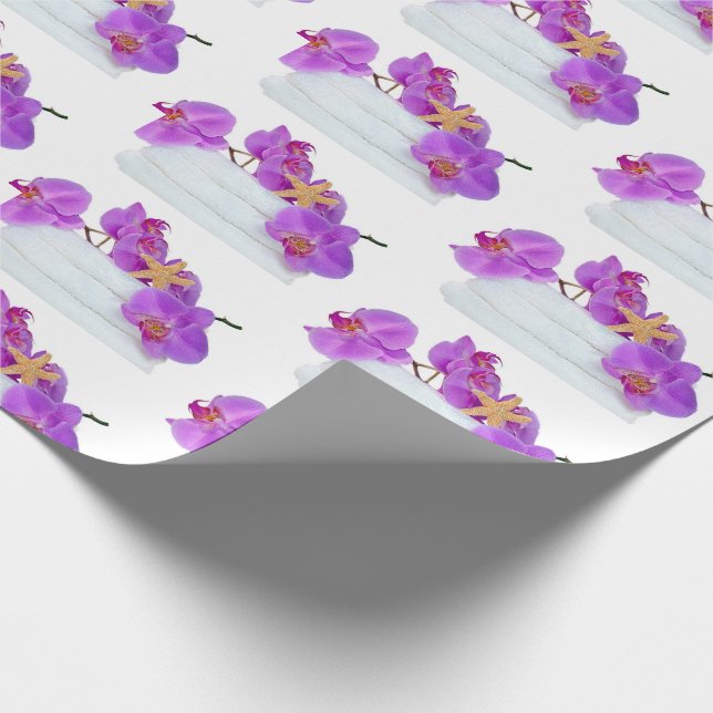 Papel De Presente orquídeas cor-de-rosa em toalhas brancas com estre (Ponta)