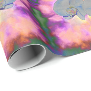 Papel De Presente Orquídeas florais tropicais em aquarela abstrata