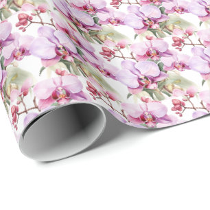 Papel De Presente Orquídeas Pastel
