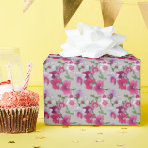 Papel De Presente Orquídeas Rosa Em Sangue