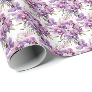 Papel De Presente Orquídeas Roxas