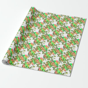 Papel De Presente Orquídeas verdes: flor de aquarela sem costura.