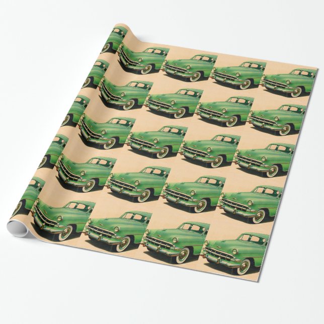 Papel De Presente os anos 50 Chevy verde (Desenrolado)