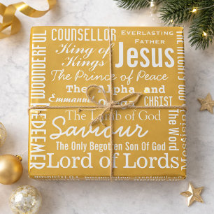 Papel De Presente Os Belos Nomes de Jesus Dourado