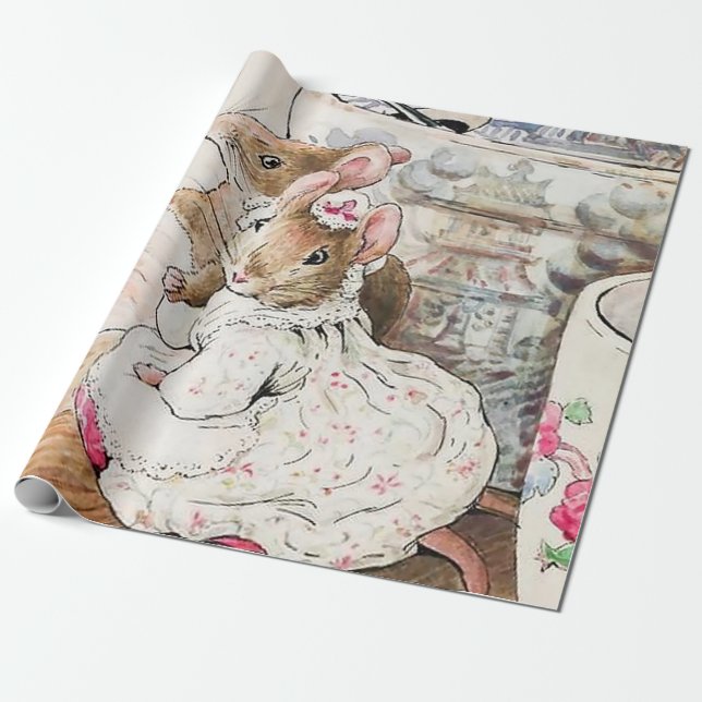 Papel De Presente "Os Camundongos Ouvem o Tailor", por Beatrix Potte (Desenrolado)