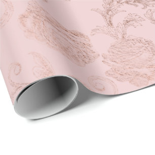 Papel De Presente Os diamantes Sparkly coram ouro do rosa do rosa do