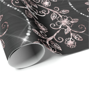 Papel De Presente Os diamantes Sparkly coram ouro preto do rosa do