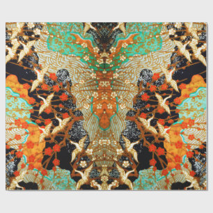 Papel De Presente Os GUINDASTES do VÔO COM PRIMAVERA FLORESCEM