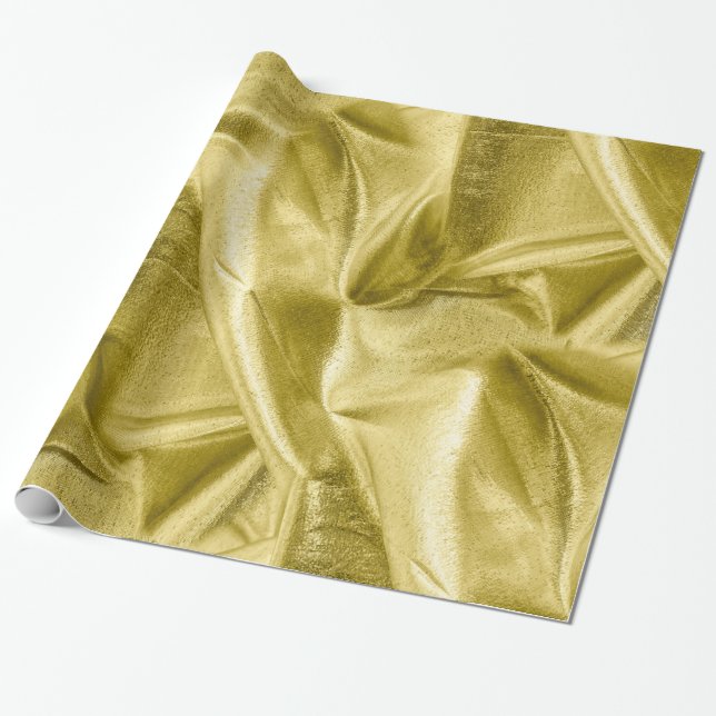 Papel De Presente Os ricos amarrotaram a textura Dourado metálica de (Desenrolado)