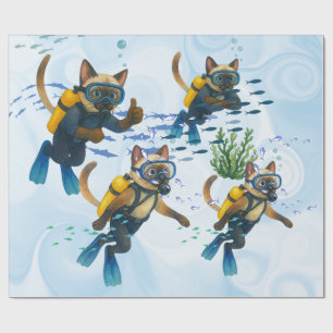 Papel De Presente Os Scuba Cats estão mergulhando Subaquático