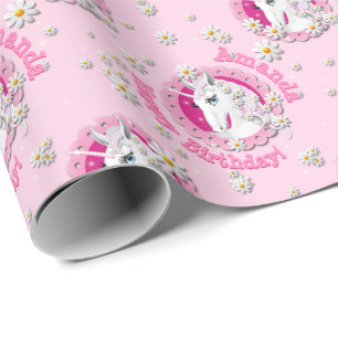 Papel De Presente Os unicórnios cor-de-rosa são aniversário