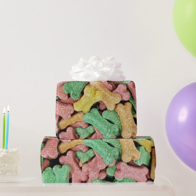 Papel De Presente Ossos Cães Coloridos (Presentes para festas)