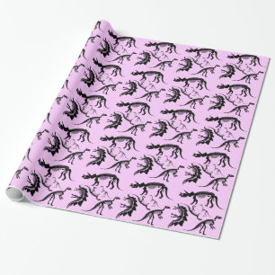 Papel De Presente Ossos cor-de-rosa do esqueleto do dinossauro!