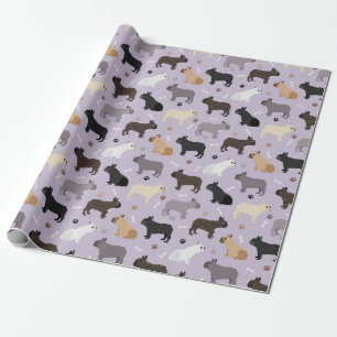 Papel De Presente Ossos do Buldogue Francês e patas Roxo