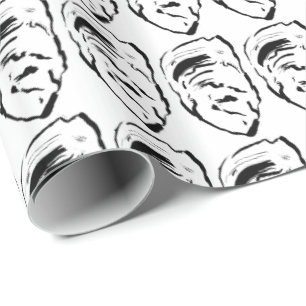 Papel De Presente Ostra Branca e Preta Moderna