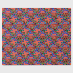 PAPEL DE PRESENTE ÓTIMO DIA GREEN BROWN ORANGE MANDALA 