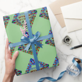 PAPEL DE PRESENTE ÓTIMO DIA VERDE MARAVILHOSO PINCO AZUL MANDALA