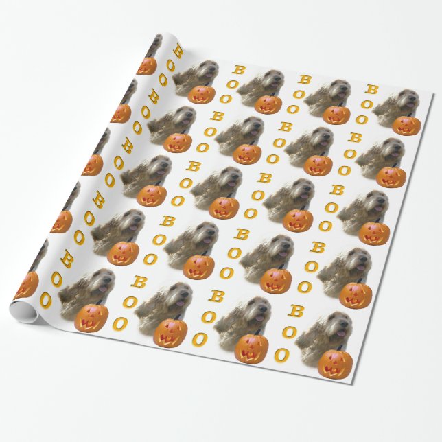 Papel De Presente Otterhound Halloween BOO (Desenrolado)