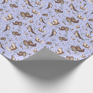 Papel De Presente Otters in Purple