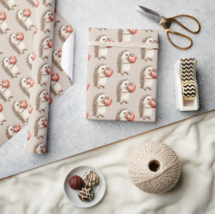 Papel De Presente ouriço com amor no coração